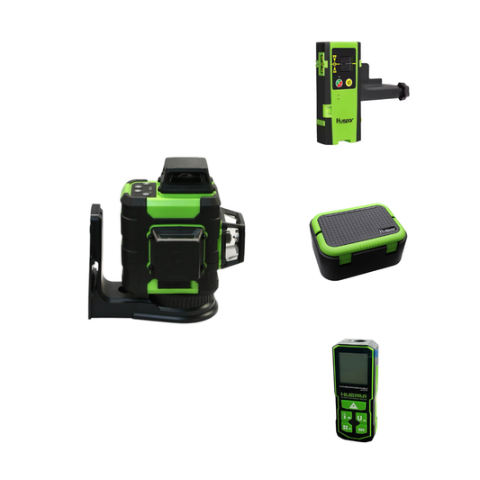 Huepar 3 in 1 Set - HM03CG Kreuzlinienlaser, Laserdetektor und Entfernungsmesser