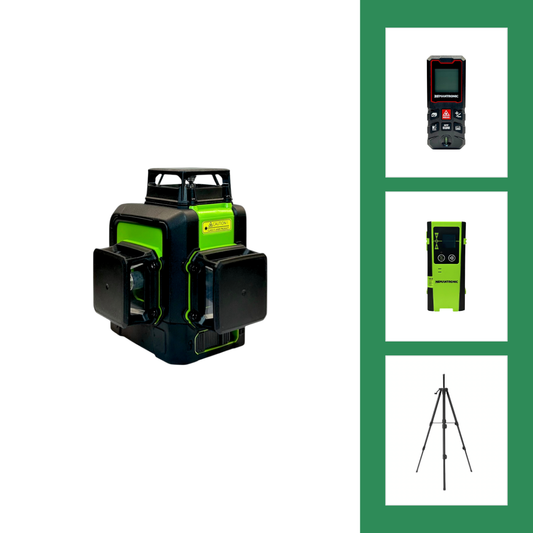 Nemantronic Bau- & Montage-Laser-Set mit Stativ – Kreuzlinienlaser, Laserdetektor & Entfernungsmesser