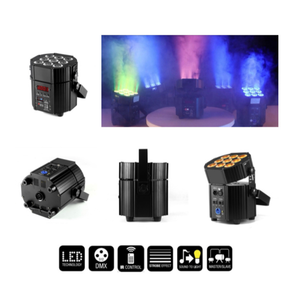 Polet LED Akku PAR Scheinwerfer Lampe 6er Set mit Flightcase